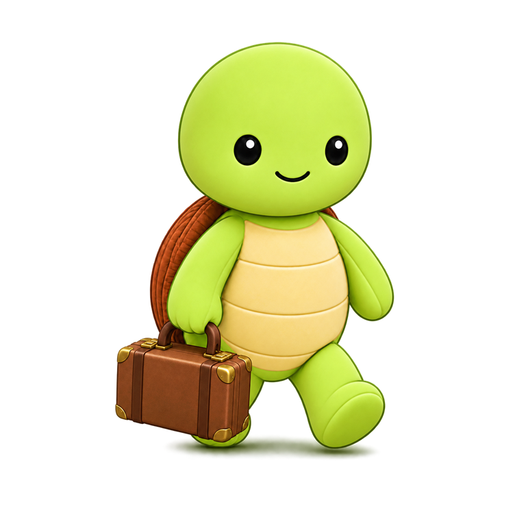 Tim walking with a suitcase